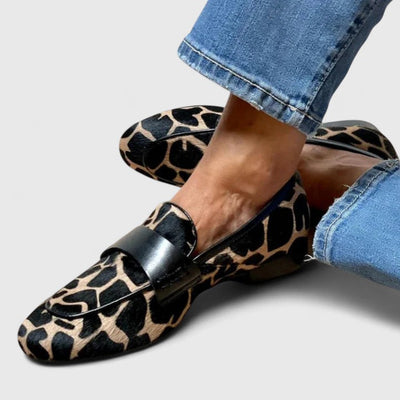 Simone | Dyreprint loafers med læderrem