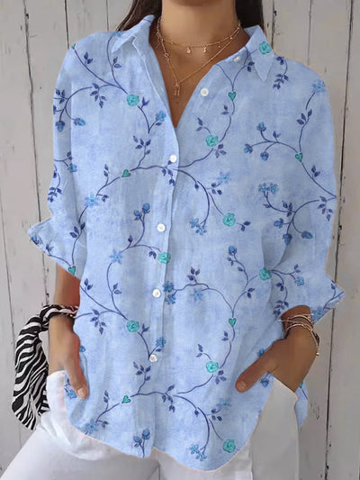 Liva | Blå Have Broderi Skjorte