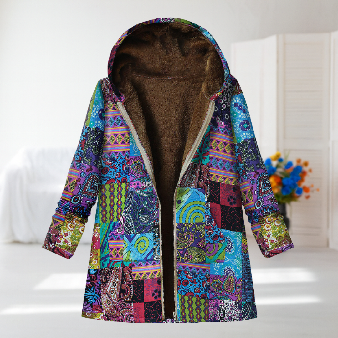 Betina  | Patchwork frakke i klare farver