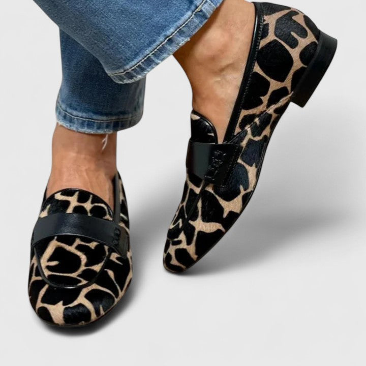 Simone | Dyreprint loafers med læderrem