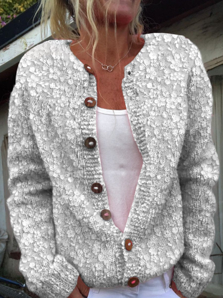 Elea | Tekstureret Blomst Sweater