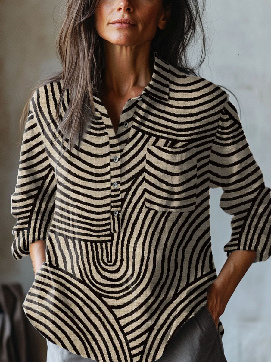 Rita | Abstrakt Stribet Print Skjorte